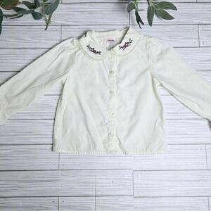 Vintage Gymboree 2004 "Traditions" Toddler Cream Floral Embroidered Top-Size 3T